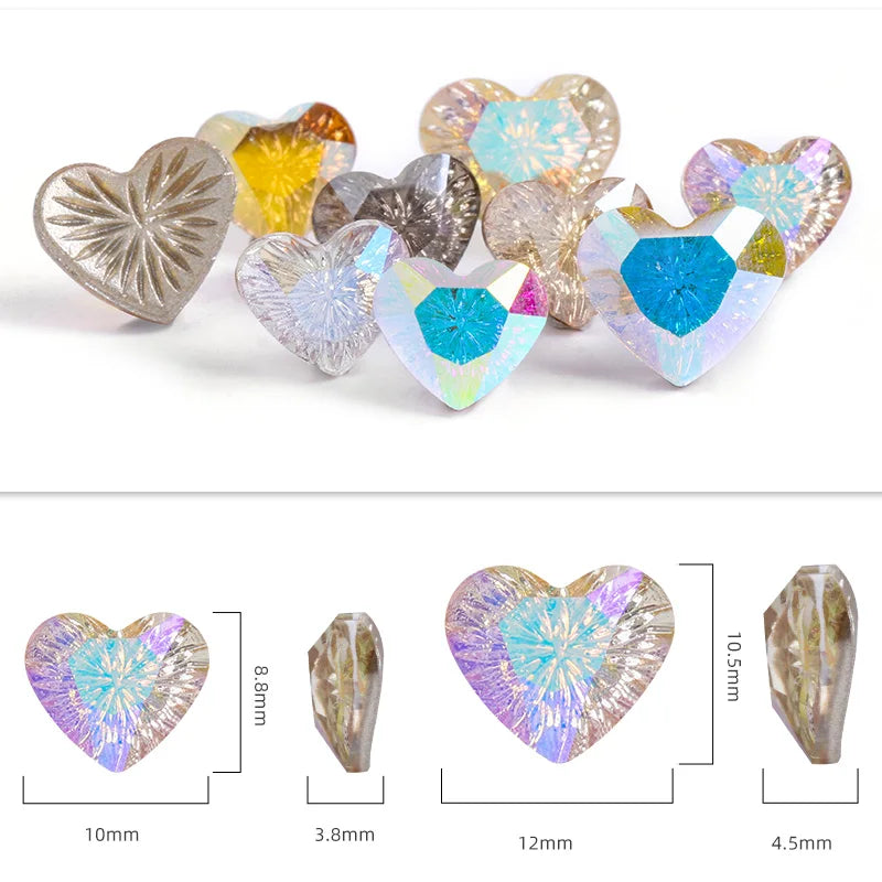 Astrobox High Quality Heart Arc-Shaped Carving 네일파 Sew On Rhinestone стразы Glass Nail Art Stone DIY Gem Diamond Nail Art Strass