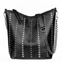 DIINOVIVO Vintage Bag Women Shoulder Bags Punk Rivet Bucket Bag Handbag Lady Casual PU Leather Crossbody Bags Female WHDV1387