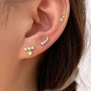 925 Sterling Silver Korean Version Simple Star Combination Stud Earrings Women Fashion Temperament Student Party Jewelry