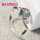 High Class Mystic Rainbow Topaz Finger Jewelry 925 Sterling Silver Wedding Band Rings for Woman Lady Cocktail Birthday Party