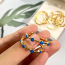 Brass With 18K Gold Geo Natural Stone Enemal Drop Earrings  Women  Jewelry Punk Party Gown  Runway  Korean Japan INS Fashion