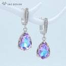 S&amp;Z DESIGN Korean Fashion Luxury Water Drop Crystal 585 Rose Gold Dangle Earrings For Women Wedding Engagement Elegant Jewelry