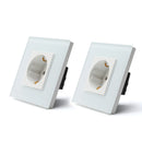 BSEED 2Pack Light Switches Wall Touch Switches 1Gang 2Way LED Sensor Tempered Glass Interrupter EU Standard Blue Backlight 240V