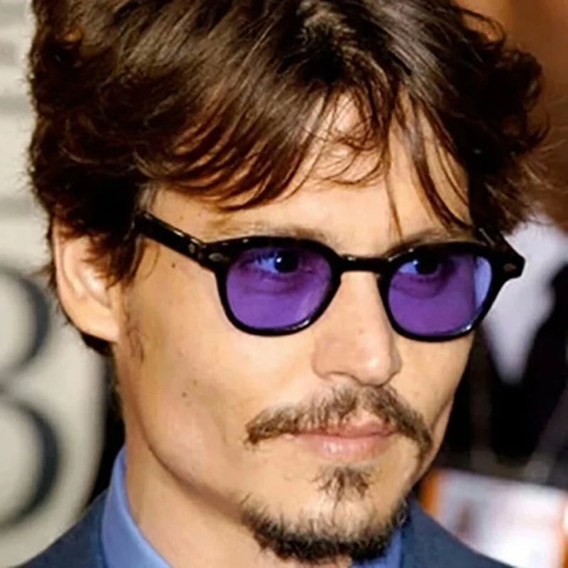 Fashion Vintage Johnny Depp Style Round Sunglasses Clear Tinted Lens Brand Design Party Show Men Women Sun Glasses Oculos De Sol