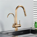 Rozin Filter Water Kitchen Faucet 2 in 1 Antique Brass Pull Out Nozzle Kitchen Purification Crane 2 Ways Swivel Mixer Tap
