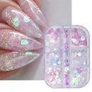 6 Grid Snow Crystal Nail Glitter Powder Sparkly Ice Chrome Flakes Reflective Thin Sequins Autumn Winter Nail Art Decoration LAXR