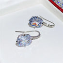 Huitan Chic Women's Drop Earrings Silver Color With Big CZ Stone Gorgeous Female Party Jewelry Anniversary Gift Earring for Girl