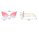 Unique Oversized Rimless Butterfly Sunglasses Orange Gradient women's glasses Big Cat Eye Fashion Shades Letter Temples UV400