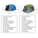 HUI LINGYANG Throw Pop Up Tent 4-6 Person Outdoor Automatic Tents Double Layers Large Family Tent Waterproof Camping Hiking Tent