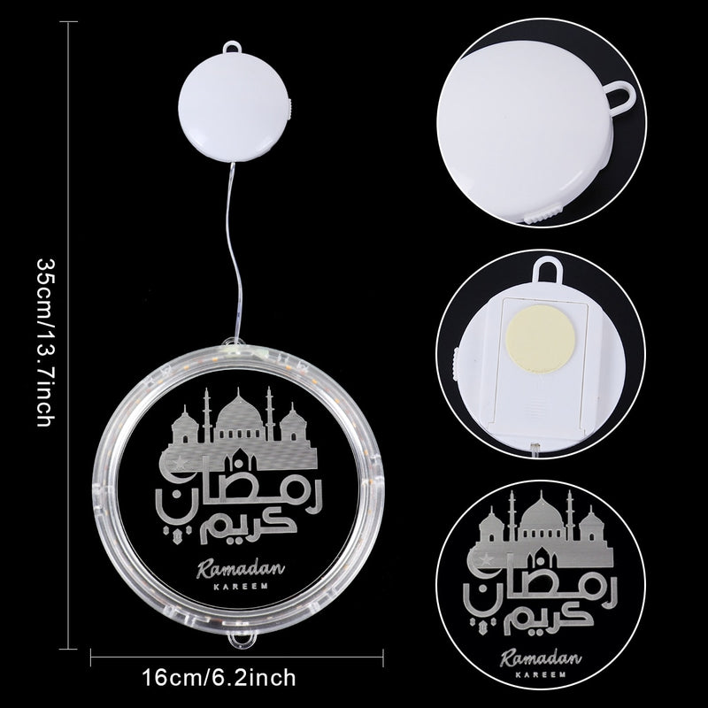 Round Moon light Eid Mubarak Decor Islam Ramadan Decoration Eid Gifts Islamic Muslim Party Decor Ramadan Eid Adha Decor for Home