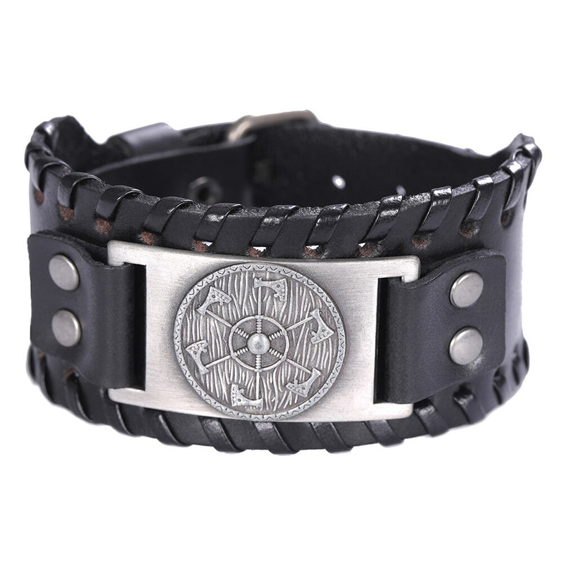 LIKGREAT Viking Wristband Cuff Braid Leather Bracelet Amulet Jewelry Accessories Celtics Knot Tailsman Axe Slavic Charm Bracelet