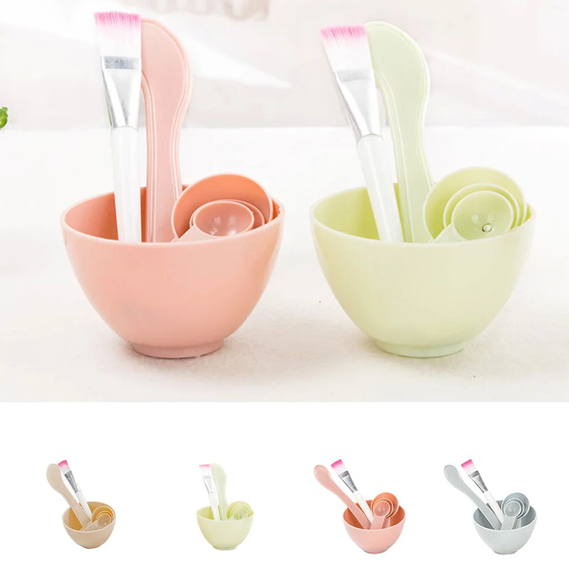 4pcs Facial Brush Mask Bowl Spoon Set Mask Brush Bar DIY Beauty Tools Mixing Tools Skin Care Makeup Supplies