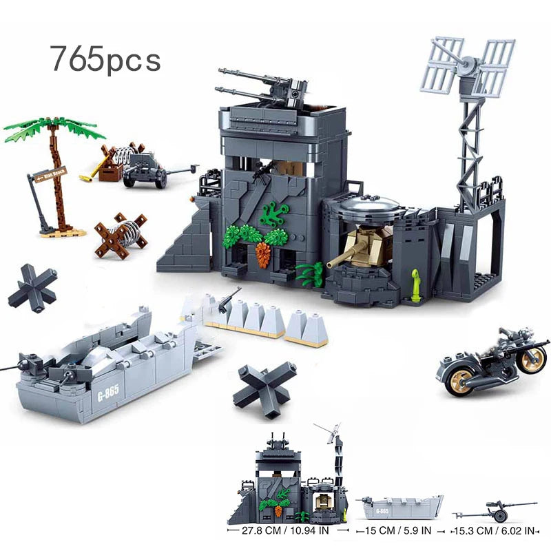 Sluban Normandy Landings Ww2 Military Vehicle Bunker Artillery Building Blocks Germany UK US World War I Ii Army Tank Plane Sets