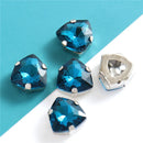 12mm Crystal Triangle Shape Glass Sew On Rhinestones With Silver Claw Sew on Beads for Clothing Accessories Shoes Diy