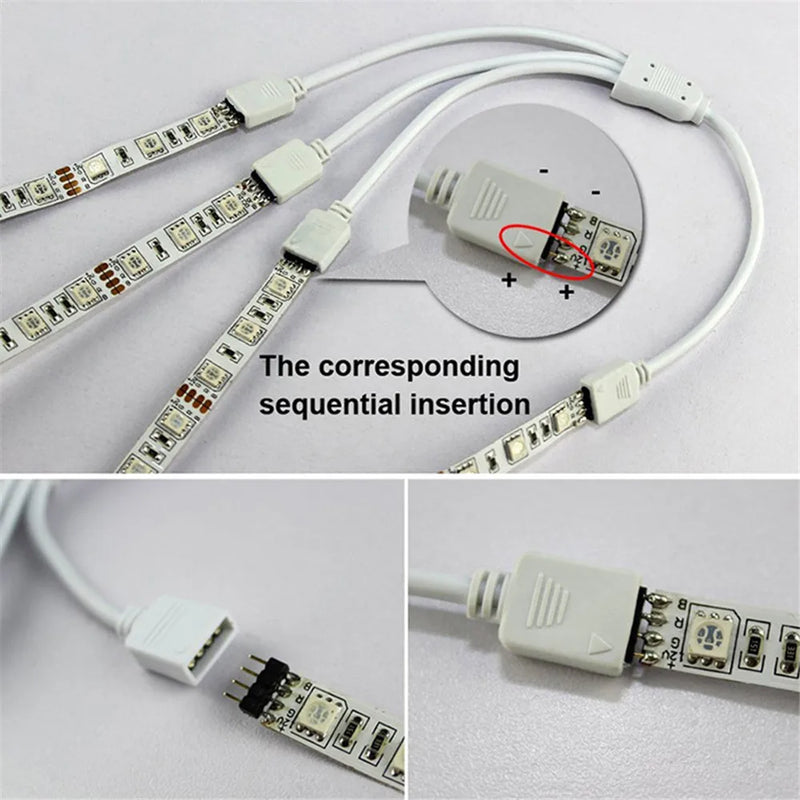 4 Pins RGB LED Strip Connector 1 to 1 2 3 4 5 Ports LED extension Splitter 4pin Male Female Connector for RGB Led Strip Lights