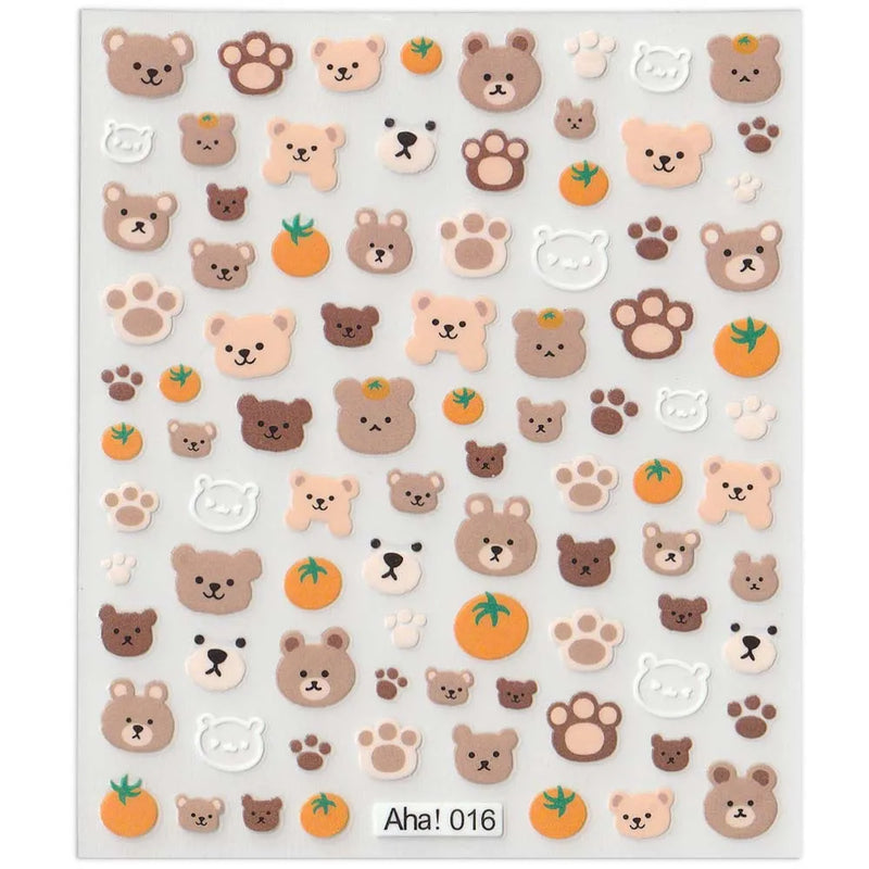 42Model Sticker Nail Decal 3D Adhesive Patch,Smile/Animal/Flower Nail Art Decorations Manicure Sticker Easter Day Design Decal-