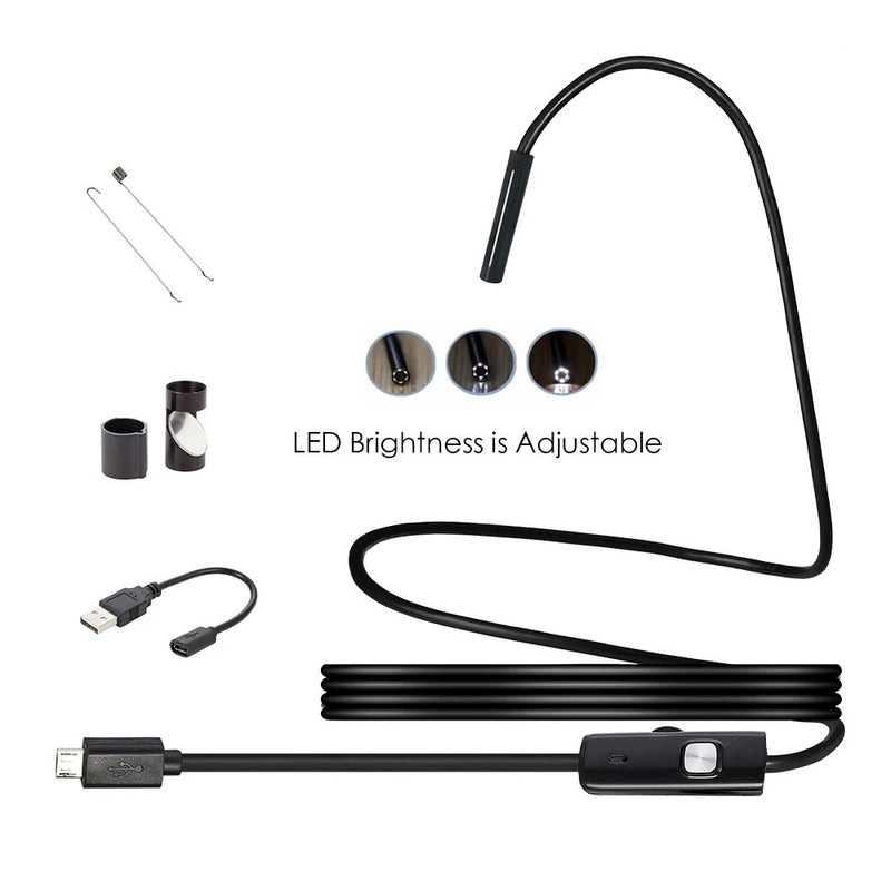 5.5 MM Endoscope Camera 6 LEDs Adjustable IP67 Waterproof USB Android Flexible Inspection Borescope Cameras for Phone PC