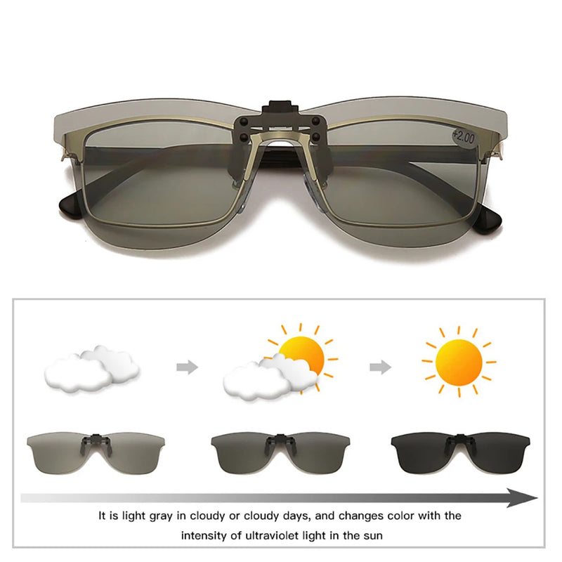 VIVIBEE Square Mirror Men's Clip on Polarized Night Driving Glasses Yellow UV400 Women Sunglasses Fishing Clips for Myopic