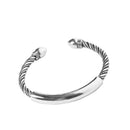 XIYANIKESilberne gedrehte glatte massive Armreif für Damen, schlichte Öffnung, Retro-Volkskunst, Modeschmuck-Accessoires, Geschenk