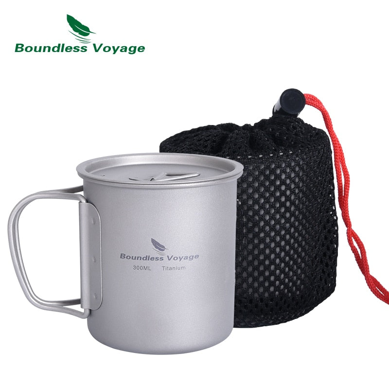 Boundless Voyage Titanium Mug Camping Cup Supplies Outdoor Pot with Lid Lightweight Cookware Travel Tea Coffee Tableware