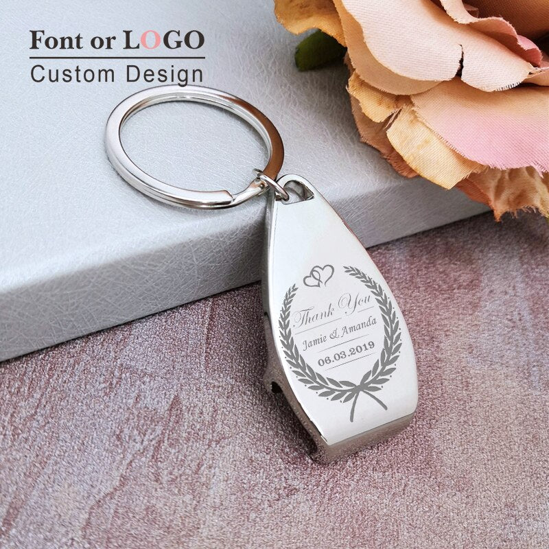 10x Free Engraved Personalised Wedding Favour Keyring Bottle Opener Keychain Personalized Wedding Favor Gift Souvenir