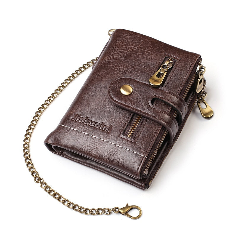 2021 New Men Wallets Name Customized PU Leather Short Card Holder Chain Men Purse High Quality Brand Male wallet