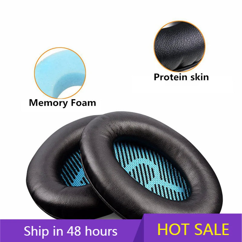 Replacement Protein Leather Foam Ear Pads Cushions for Bose for Quietcomfort 2 QC25 AE2 QC2 QC15 AE2I Headphones 9.7