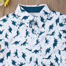 lioraitiin 1-6 Jahre Kinder Kleidung Set Baby Jungen Dinosaurier Umlegekragen Kurzarm T-Shirt Hose 2tlg. Freizeit Sommer Kleidung Set