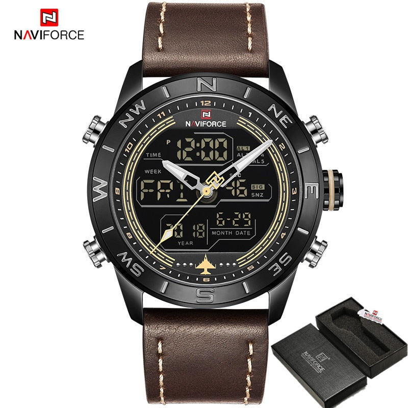 NAVIFORCE Sport Watches for Men Top Brand Luxury Military Leather Men&