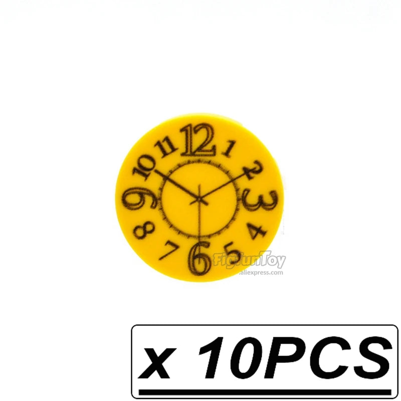 Custom Printed Clocks Tile Building Blocks  wall clock 1x2 2x2 MOC Decoration Bricks Round City Alarm Construction Toys