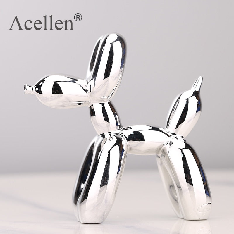 Plating balloon dog Statue Resin Sculpture Home Decor Modern Nordic Home Decoration Accessories for Living Room Animal Figures