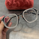 Kurzsichtigkeit Weitsichtigkeit Damen Sonnenbrillen Vintage Brillen mit klaren Gläsern Damen Luxus Strass-Brillen Herren Optische Brillen