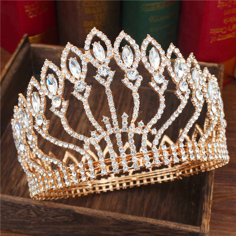 Crystal Queen Wedding Tiara Crown Bridal Pageant Hair Ornaments Baroque Diadem Headpiece Women Bride Head Jewelry Accessories