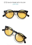 Gregory Peck OV5186 Vintage Round Men Sunglasses Frame Transparent Trendy Cicle Sunglasses for Women Polarized Round Sunglasses