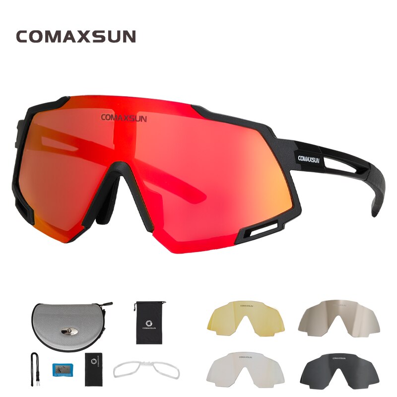 Comaxsun Professional Polarized Cycling Glasses MTB Road Bike Goggles Outdoor Sports Bicycle Sunglasses UV 400 With 5 Lens TR90