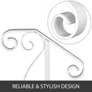 SucceBuy Single Post Handrail Wrought Iron Post Mount Step With Base Plate Fits 1Or2 Steps Grab Rail Single White/Gray Railing