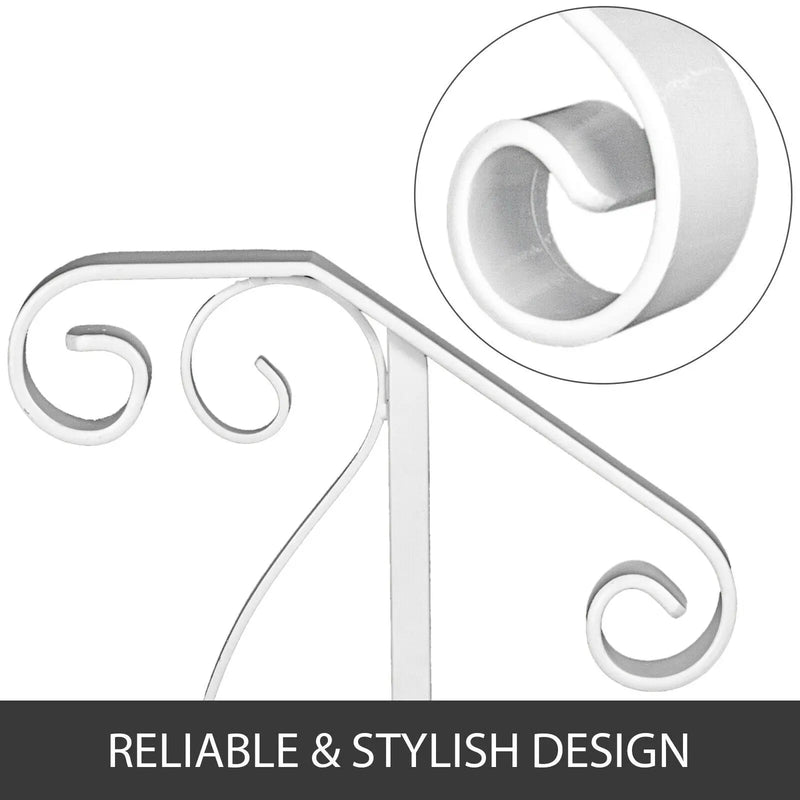 SucceBuy Single Post Handrail Wrought Iron Post Mount Step With Base Plate Fits 1Or2 Steps Grab Rail Single White/Gray Railing