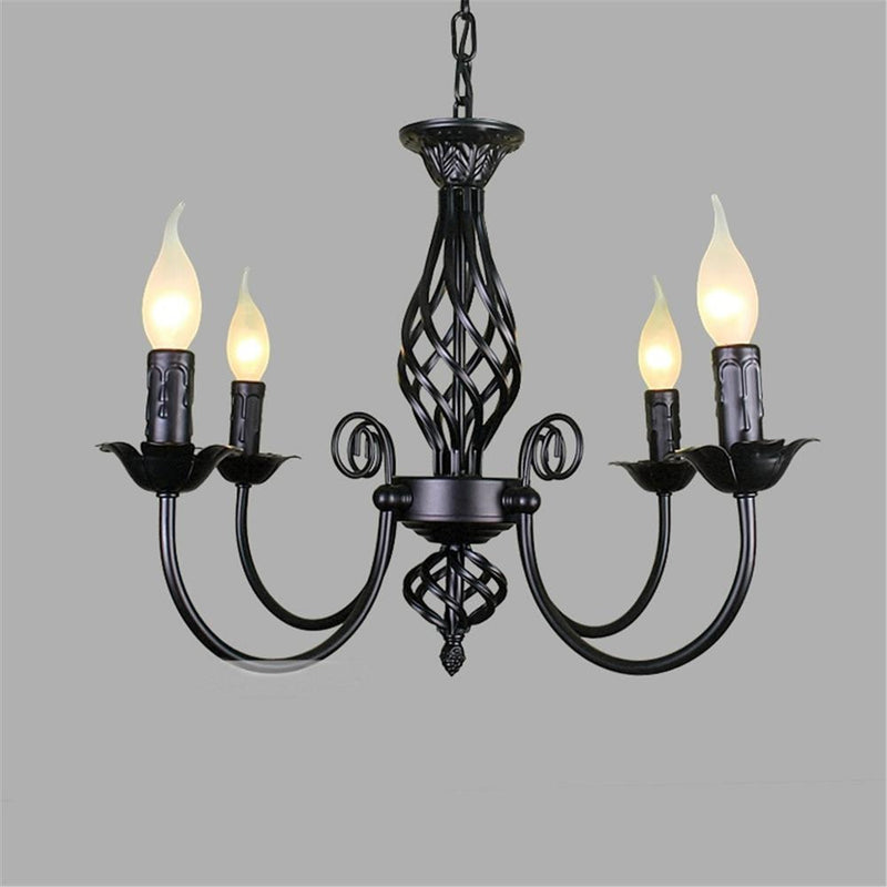 Vintage Loft retro chandelier Black Color vintage lustre American black candle chandelier wrought iron chandelier Fixtures