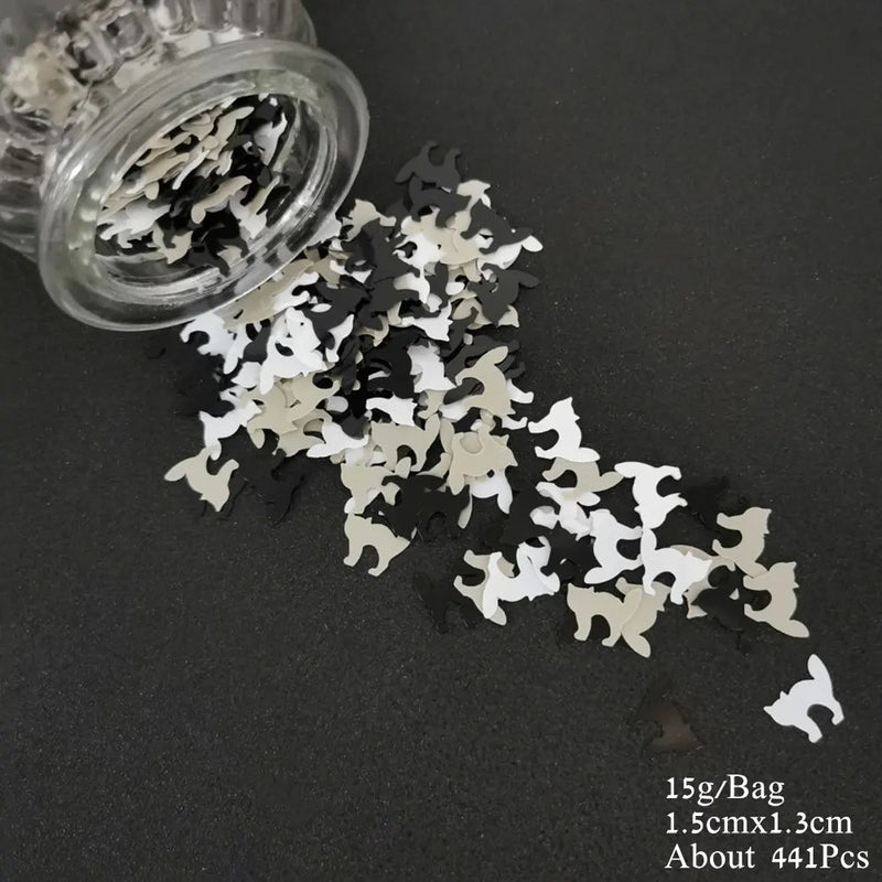 15g Cat Dog Confetti Spider Bat Sequin DIY Animal Theme Party Table Decoration Halloween Black White Purple Festival Supplies