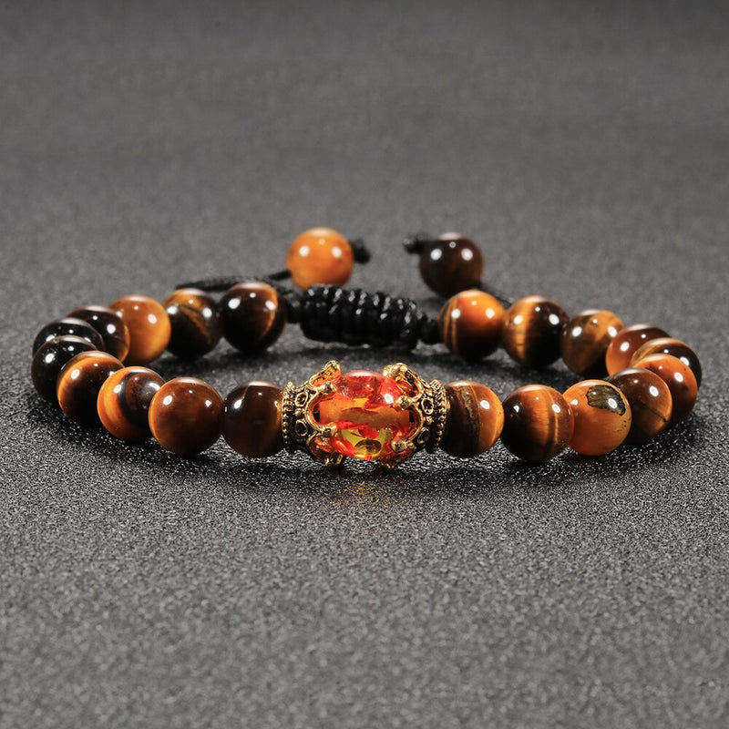 Tiger Eye Beaded Bracelets Bangles Men Braided Rope Healing Balance Yoga Charm Women Natural Stone Buddha Bracelet Adjustable