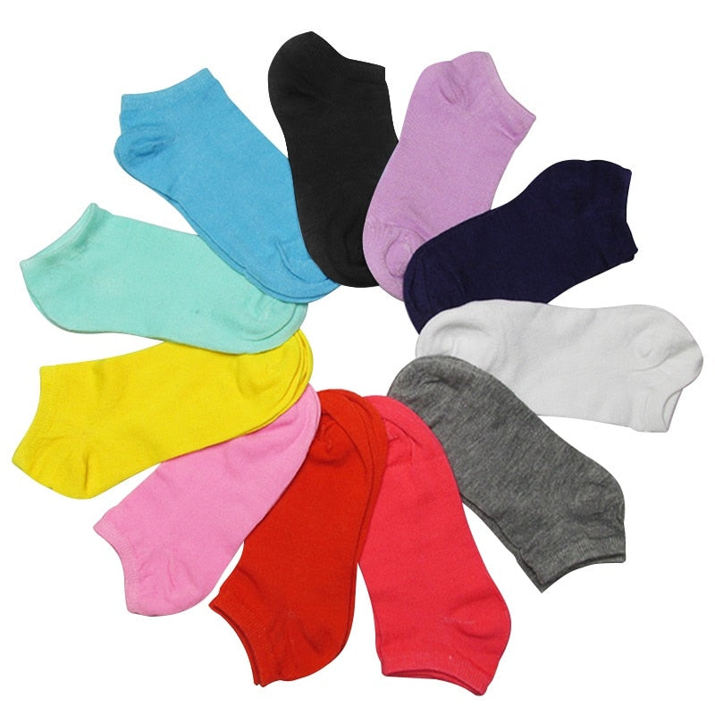 7 Pairs Women Cotton Socks Breathable Solid Color Comfortable White Black Grey Soft Simple Fashion Ankle Socks