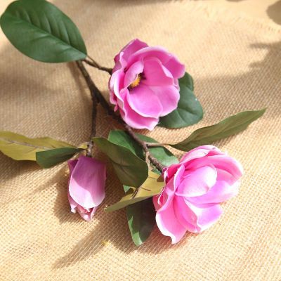 3 Head Magnolia Flower Simulation Valentine's Day Gift Wedding Decoration Artificial Fllower Home Decoration