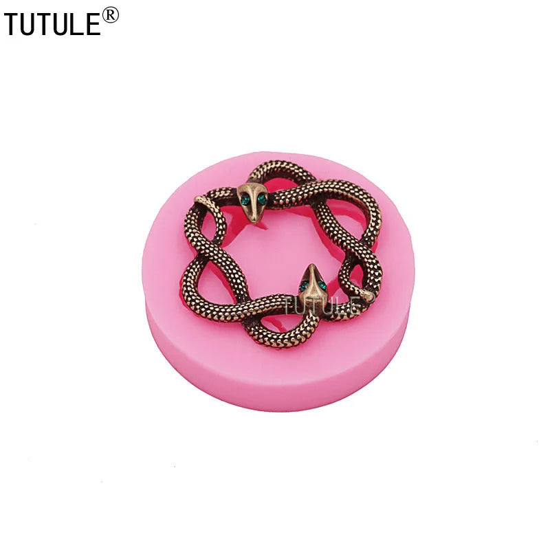 Serpents Silicone Rubber Flexible Food Safe Mold resin clay fondant crafts cake decor etc Two Snakes Flexible Polymer Mould