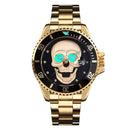 SKMEI Herren Quarz Totenkopf-Uhr Herren Edelstahl Skelett Kreativ Uhren Männlich Uhr Wasserdicht Armbanduhr Relogio Masculino