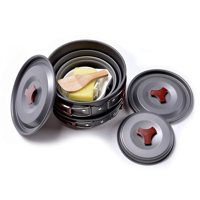 Outdoor Camping Cookware Kit Non Stick Camping Pans Lightweight Cooking Set Pans and Pots for Trekking Hiking Picnic