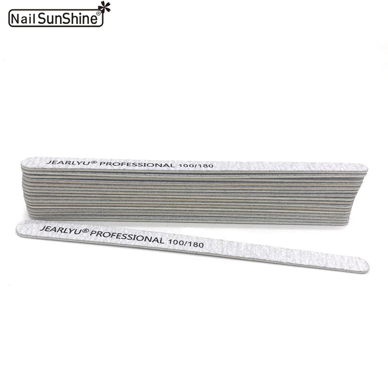 10 PCS Grey 100/180 Disposable Wooden Nail File Manicure Sandpaper Polishing Professional Nail Files Thin Nail Art Manicure Tool