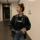 oversized PU leather blouses Basic Coat Women Motor Biker Jacket Spring Autumn Black Faux Leather jackets