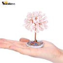 Sunligoo Super Mini Kristall-Geldbaum, Kupferdraht, mit Achat-Scheiben-Sockel, Heilstein, Yoga, Feng Shui Baum, Heimdekoration