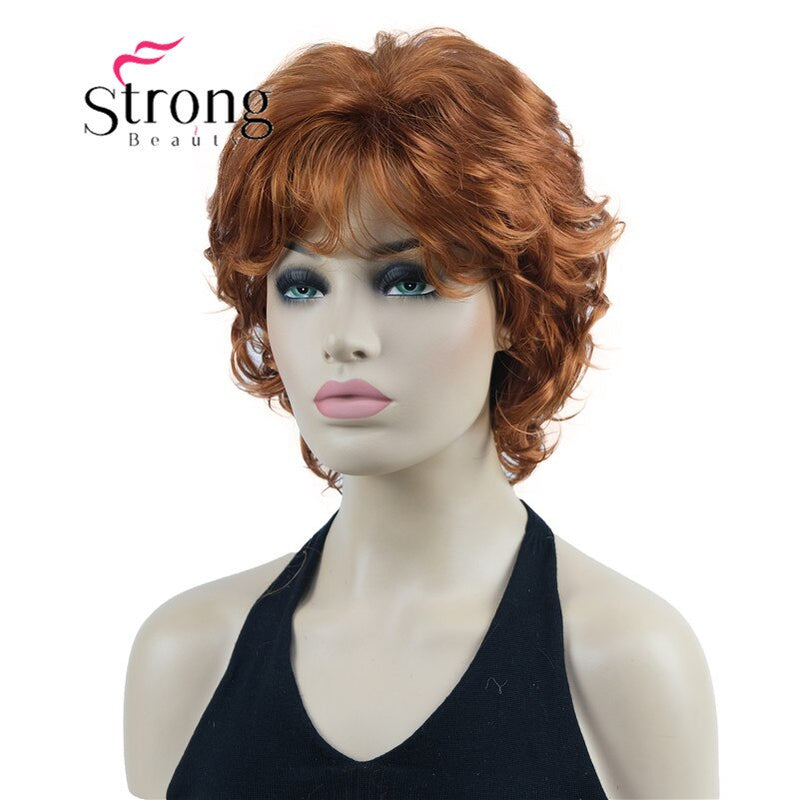 StrongBeauty Short Wig Soft Tousled Curls Blonde Highlights Full Synthetic Wigs COLOUR CHOICES