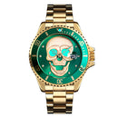 SKMEI Herren Quarz Totenkopf-Uhr Herren Edelstahl Skelett Kreativ Uhren Männlich Uhr Wasserdicht Armbanduhr Relogio Masculino